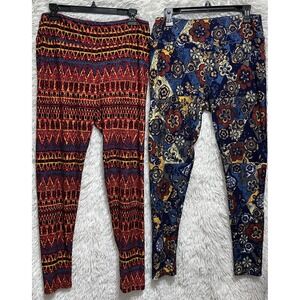 LuLaRoe Leggings Women's Size TC Multicolor Buttery Soft Stretch Pants Lot of 2